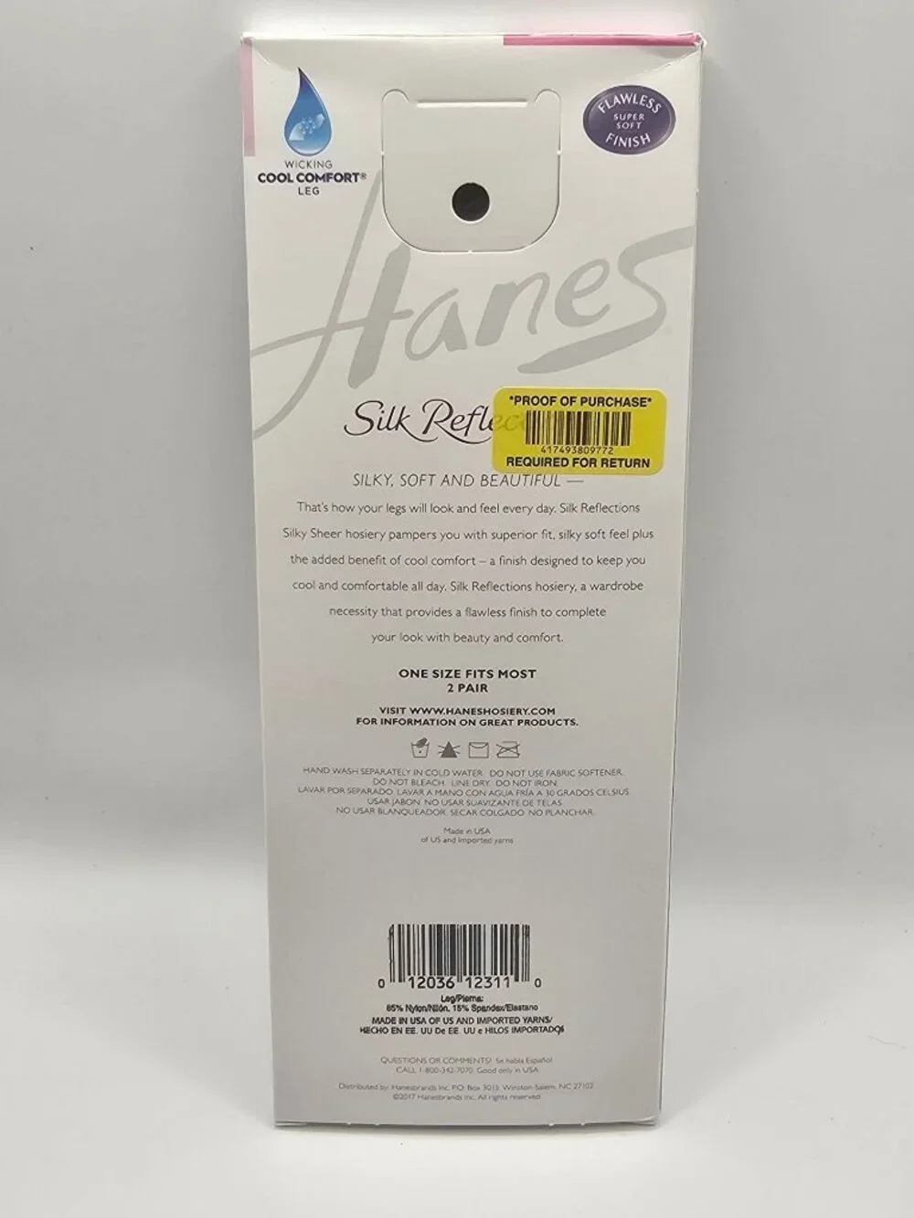 Hanes Silk Reflections Silky Sheer Knee‎ Highs Barely Black One Size 2-Pair Pack